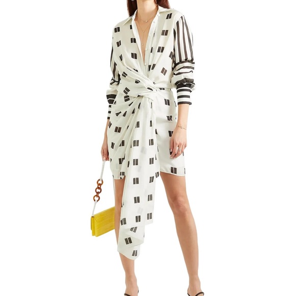 Stunning Asymmetrical Twist Mod Mini Long Sleeve Silky Dress - Picture 3 of 6